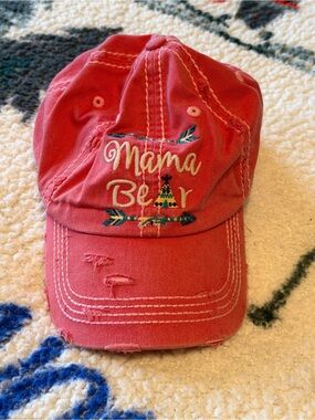 KBETHOS Coral Pink "Mama Bear" Embroidered Cotton Cap